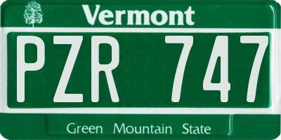 VT license plate PZR747