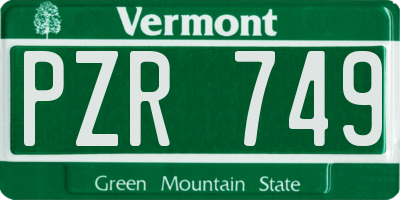 VT license plate PZR749