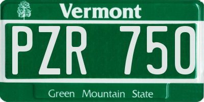 VT license plate PZR750