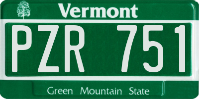 VT license plate PZR751