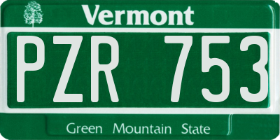 VT license plate PZR753