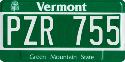 VT license plate PZR755