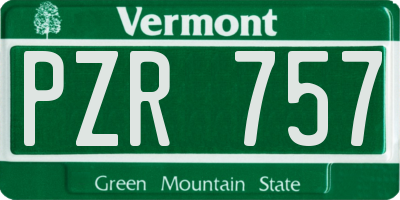 VT license plate PZR757
