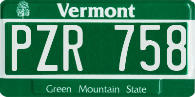 VT license plate PZR758