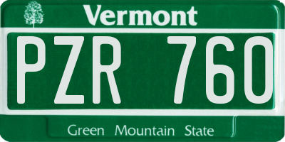 VT license plate PZR760