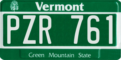 VT license plate PZR761