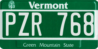 VT license plate PZR768