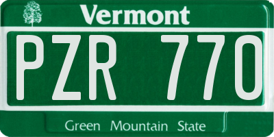 VT license plate PZR770