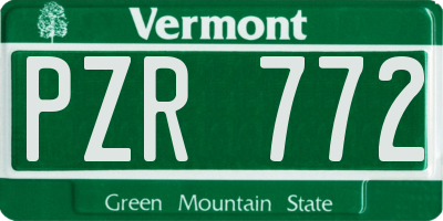 VT license plate PZR772
