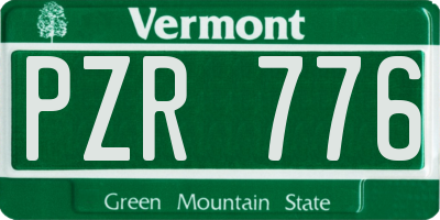VT license plate PZR776