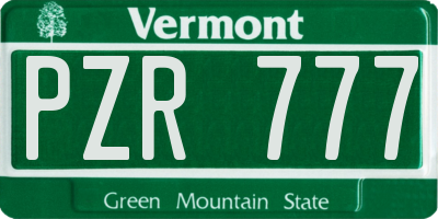 VT license plate PZR777