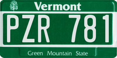 VT license plate PZR781