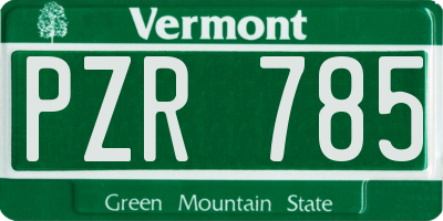 VT license plate PZR785