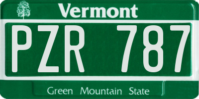 VT license plate PZR787