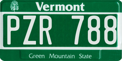 VT license plate PZR788