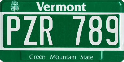 VT license plate PZR789