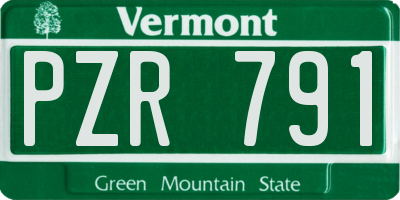 VT license plate PZR791