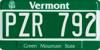 VT license plate PZR792