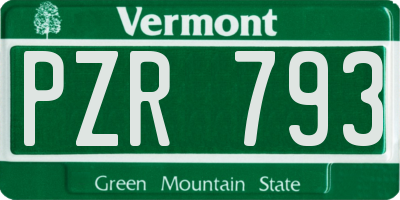 VT license plate PZR793