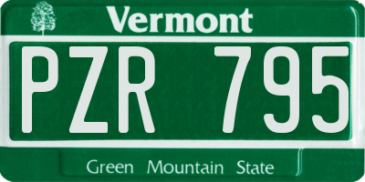 VT license plate PZR795