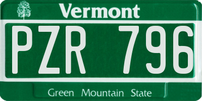 VT license plate PZR796
