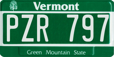 VT license plate PZR797