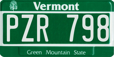 VT license plate PZR798