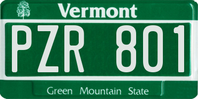 VT license plate PZR801