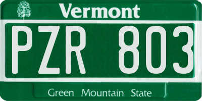VT license plate PZR803