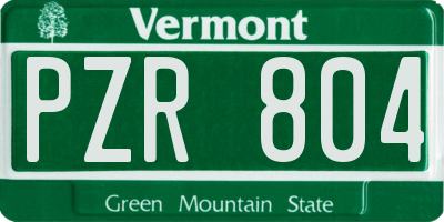 VT license plate PZR804
