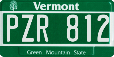 VT license plate PZR812