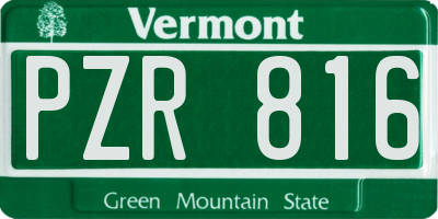 VT license plate PZR816