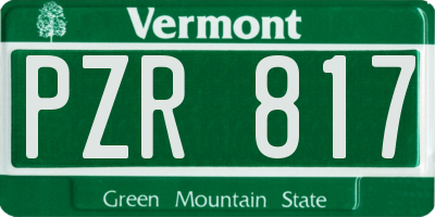 VT license plate PZR817