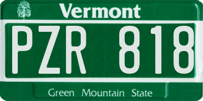 VT license plate PZR818
