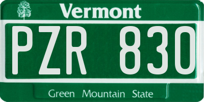 VT license plate PZR830