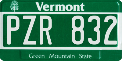 VT license plate PZR832