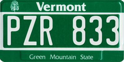 VT license plate PZR833