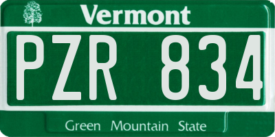 VT license plate PZR834