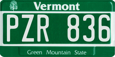 VT license plate PZR836