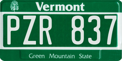 VT license plate PZR837