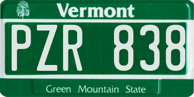 VT license plate PZR838