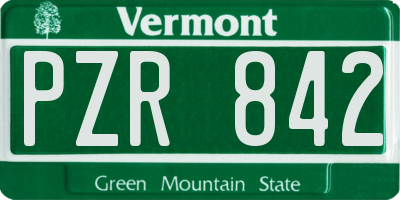 VT license plate PZR842