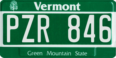 VT license plate PZR846