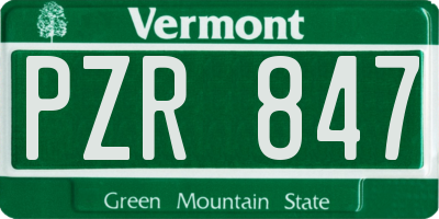 VT license plate PZR847