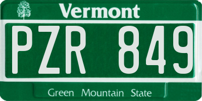 VT license plate PZR849