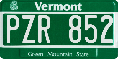 VT license plate PZR852