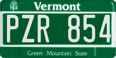 VT license plate PZR854