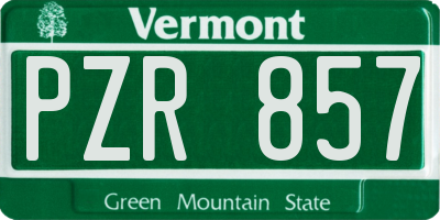 VT license plate PZR857