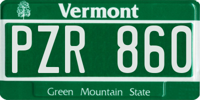 VT license plate PZR860