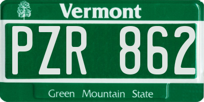 VT license plate PZR862